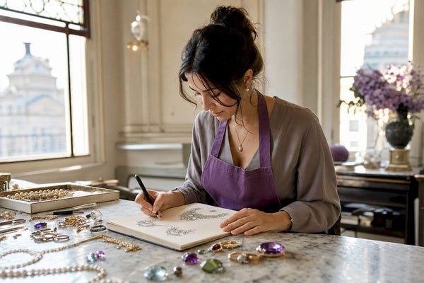 Jewelry designer sketching classic piece