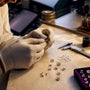Swiss jewelry workshop inspecting materials