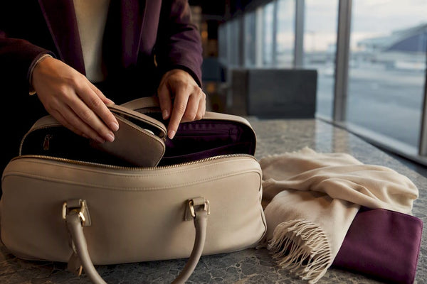 Jewelry pouch secured inside airport carry-on