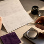 Hands checking a moissanite certificate
