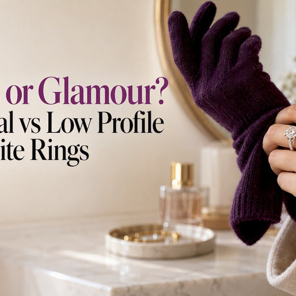 Cathedral moissanite ring catching on a glove