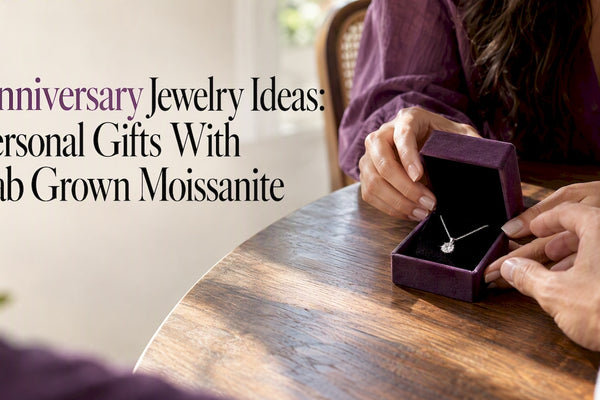 Moissanite pendant presented as an anniversary gift