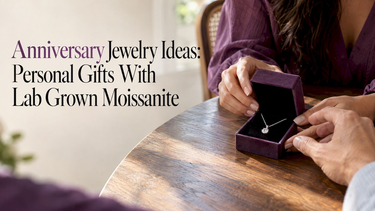 Moissanite pendant presented as an anniversary gift