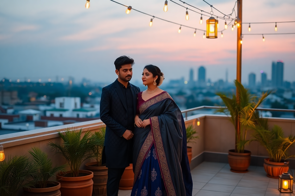Rooftop Rendezvous: A Modern Indian American Love Story Told in Moments at a South Asian Social Gathering