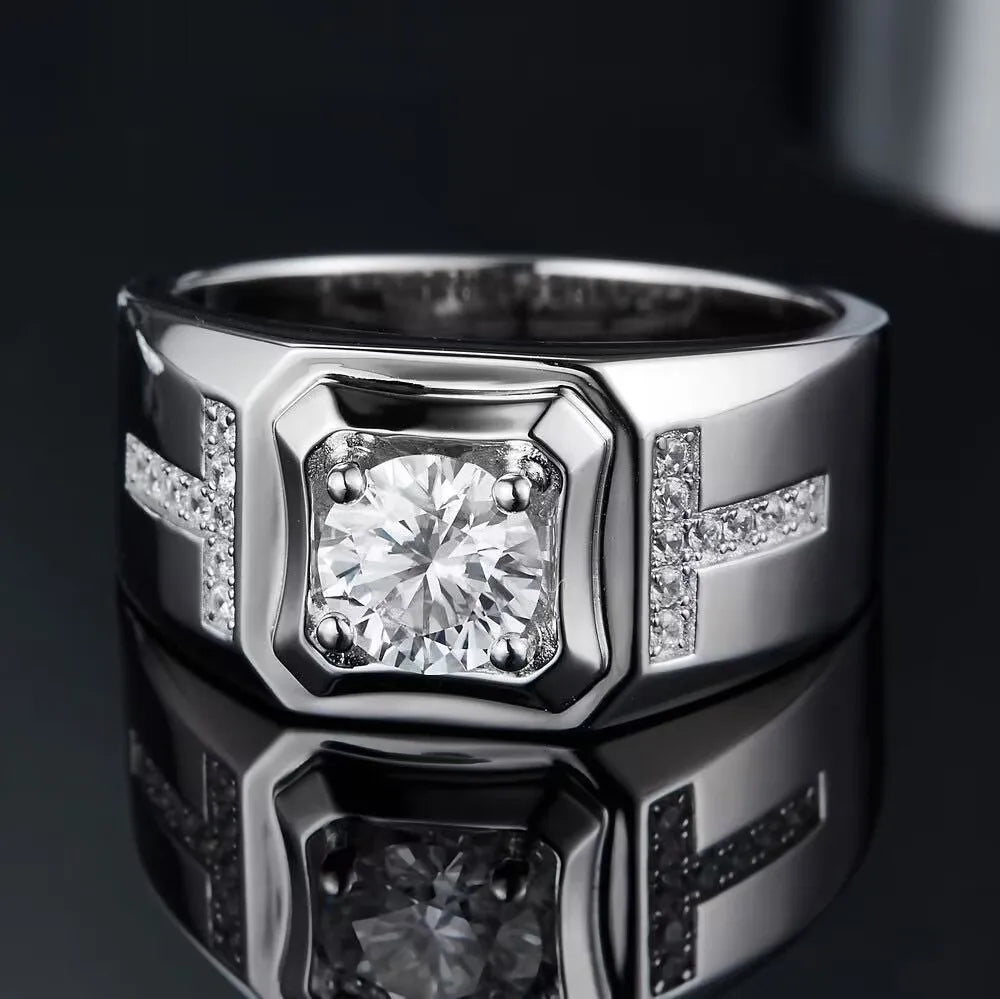 Sterling Silver with 2ct Moissanite Ring
