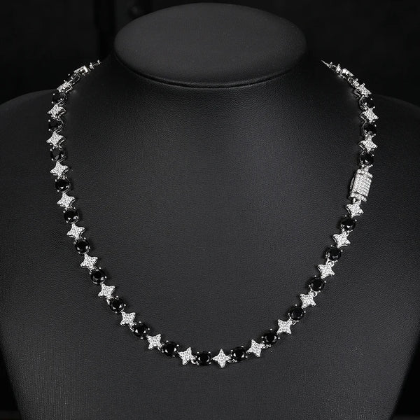 Silver Plated Black and White Moissanite Diamond