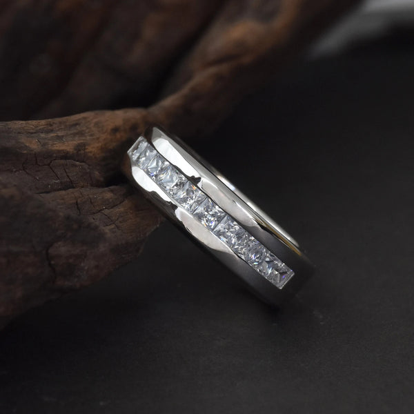 Square Cut Half Eternity Ring