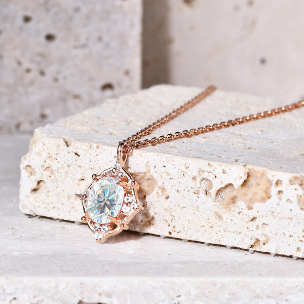 Oval-Cut Colorless Moissanite Necklace