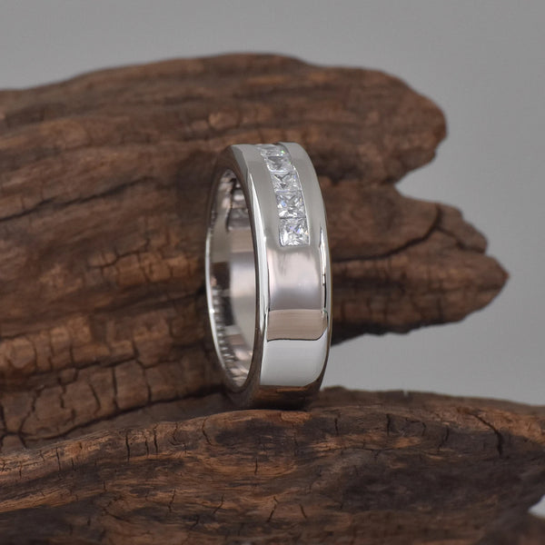 Square Cut Half Eternity Ring