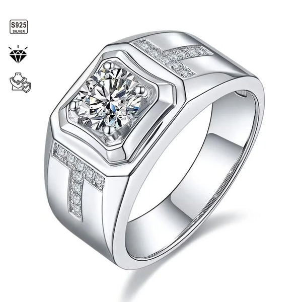 Sterling Silver with 2ct Moissanite Ring