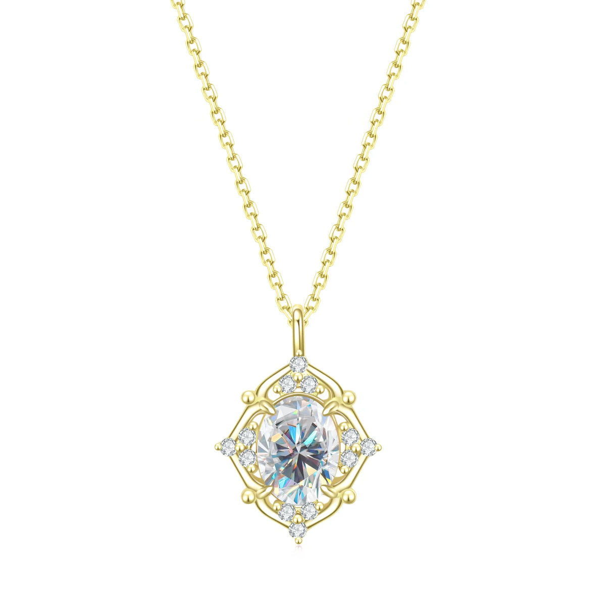 Oval-Cut Colorless Moissanite Necklace