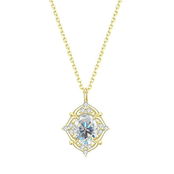Oval-Cut Colorless Moissanite Necklace