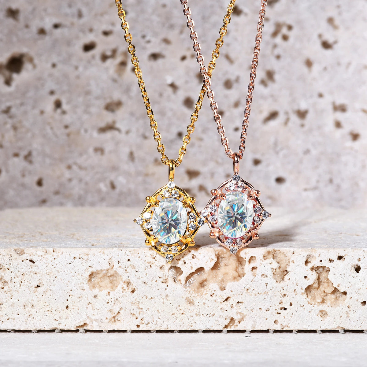 Oval-Cut Colorless Moissanite Necklace