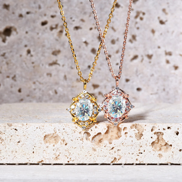 Oval-Cut Colorless Moissanite Necklace