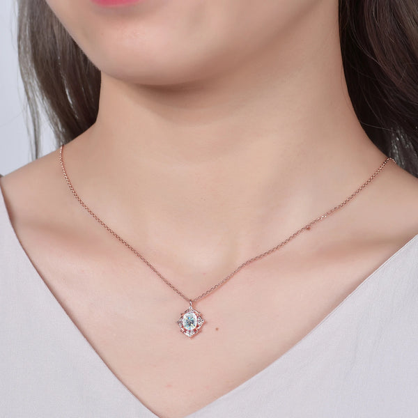 Oval-Cut Colorless Moissanite Necklace