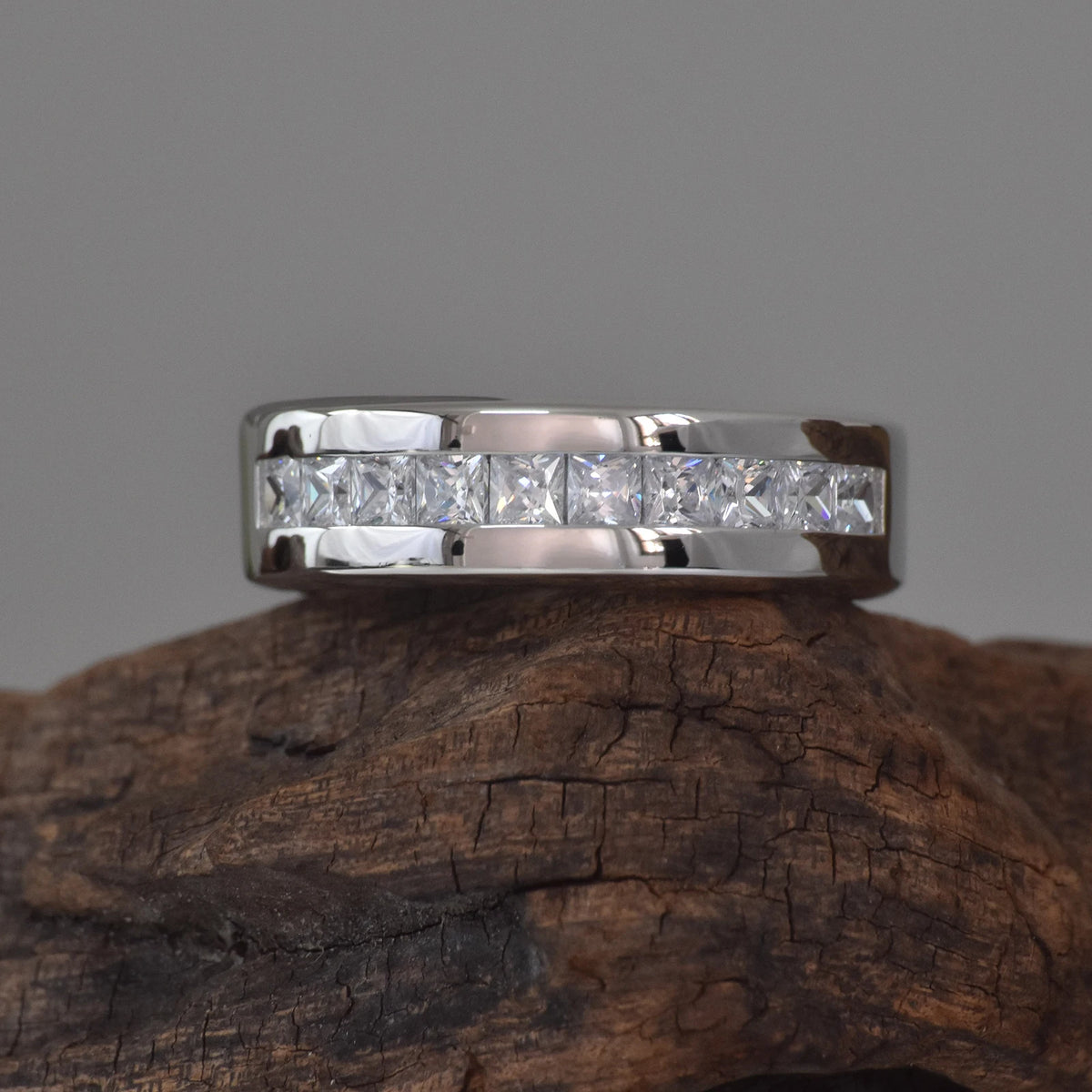 Square Cut Half Eternity Ring
