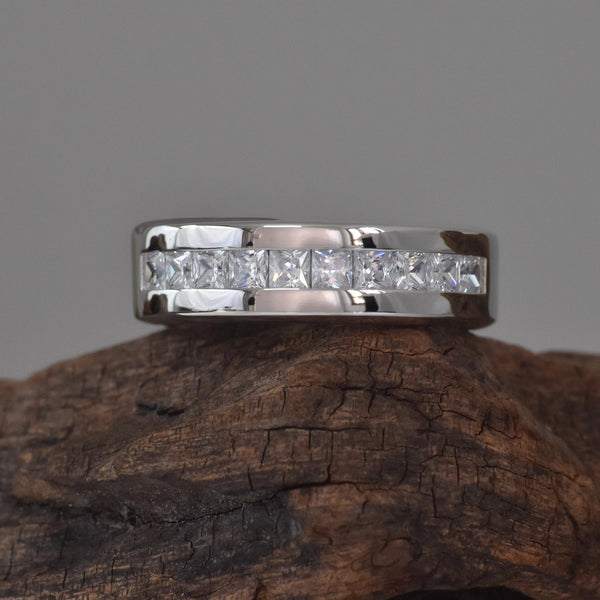Square Cut Half Eternity Ring