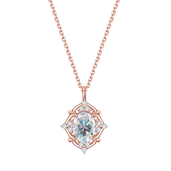 Oval-Cut Colorless Moissanite Necklace