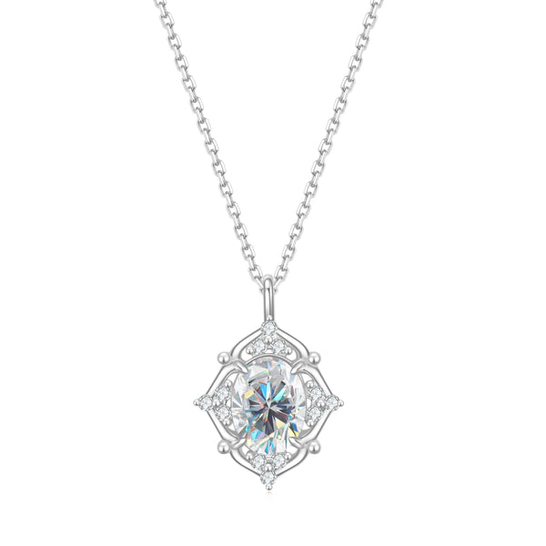 Oval-Cut Colorless Moissanite Necklace