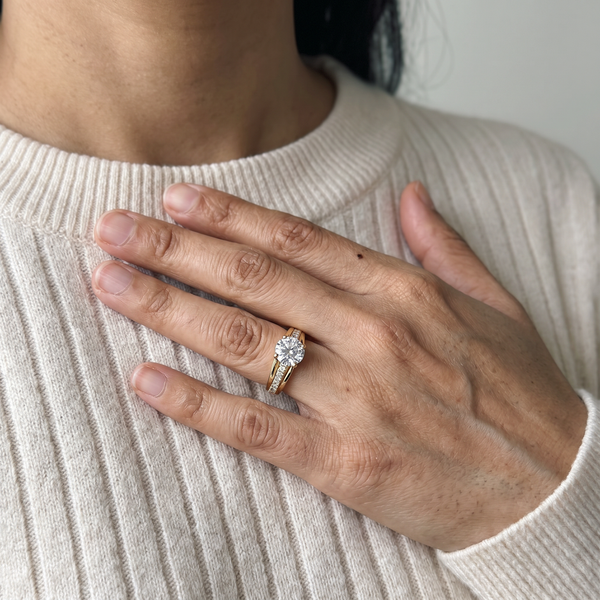 Aigle Ring by Meri Jaan — lab-grown moissanite ring, worn by model