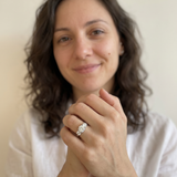 Altdorf Ring by Meri Jaan — lab-grown moissanite ring, worn by model