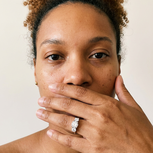Altdorf Ring by Meri Jaan — lab-grown moissanite ring, worn by model