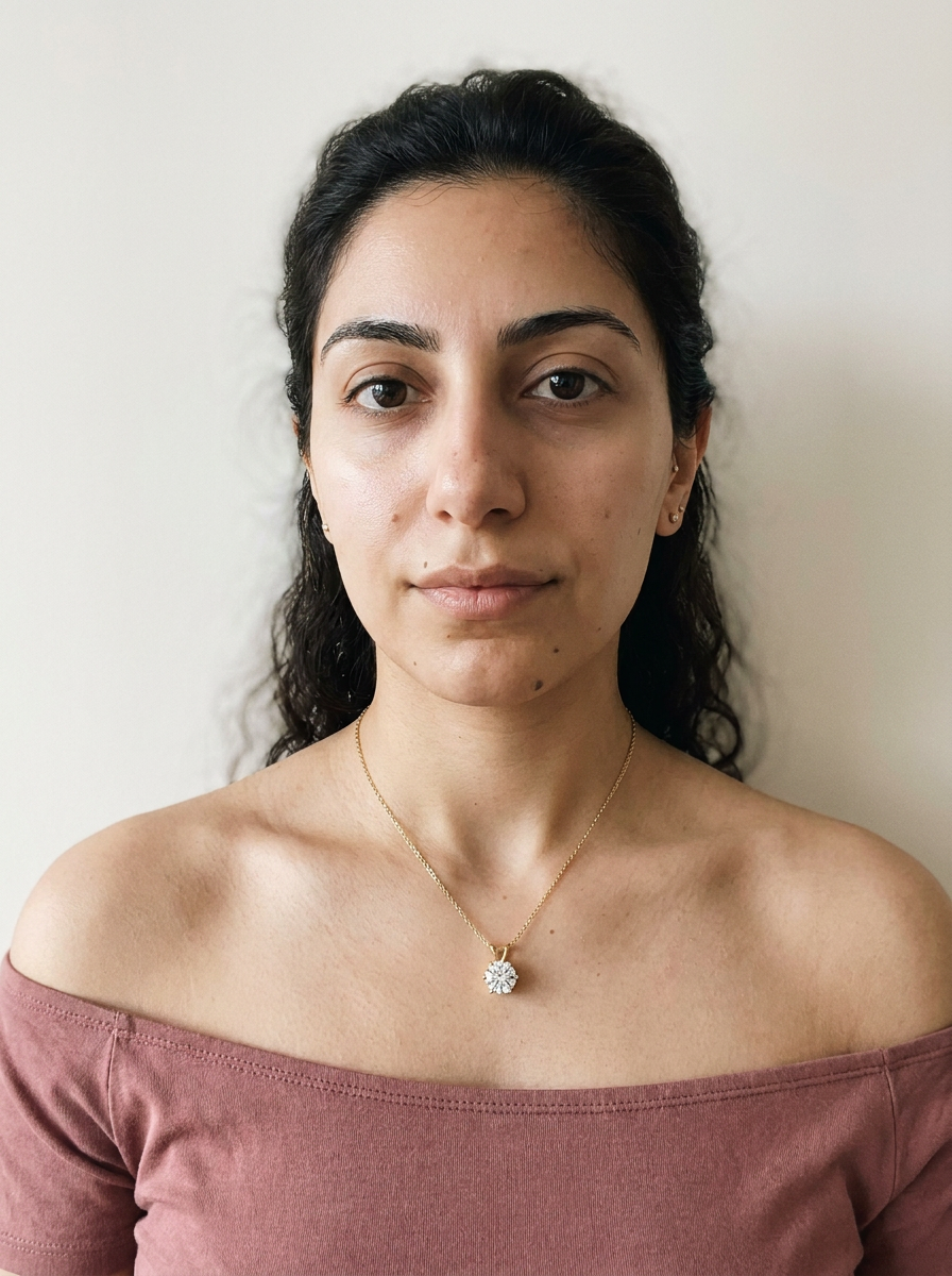 Appenzell Necklace by Meri Jaan — lab-grown moissanite necklace, worn by model