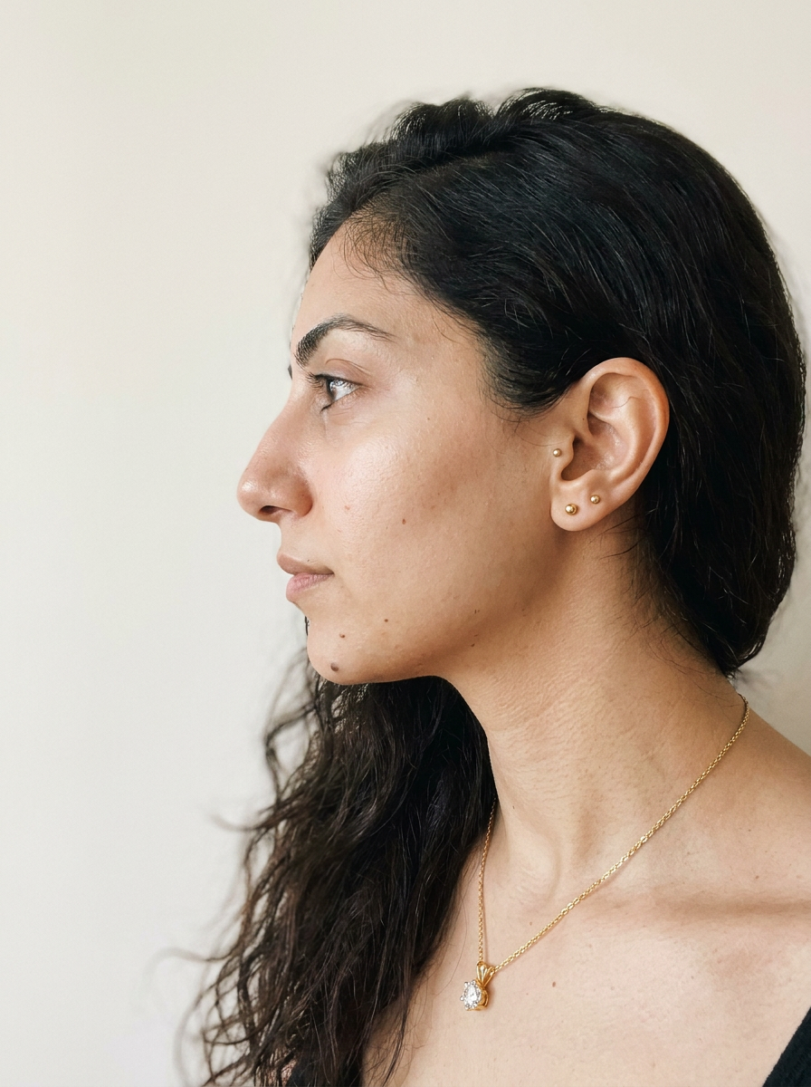 Appenzell Necklace by Meri Jaan — lab-grown moissanite necklace, worn by model