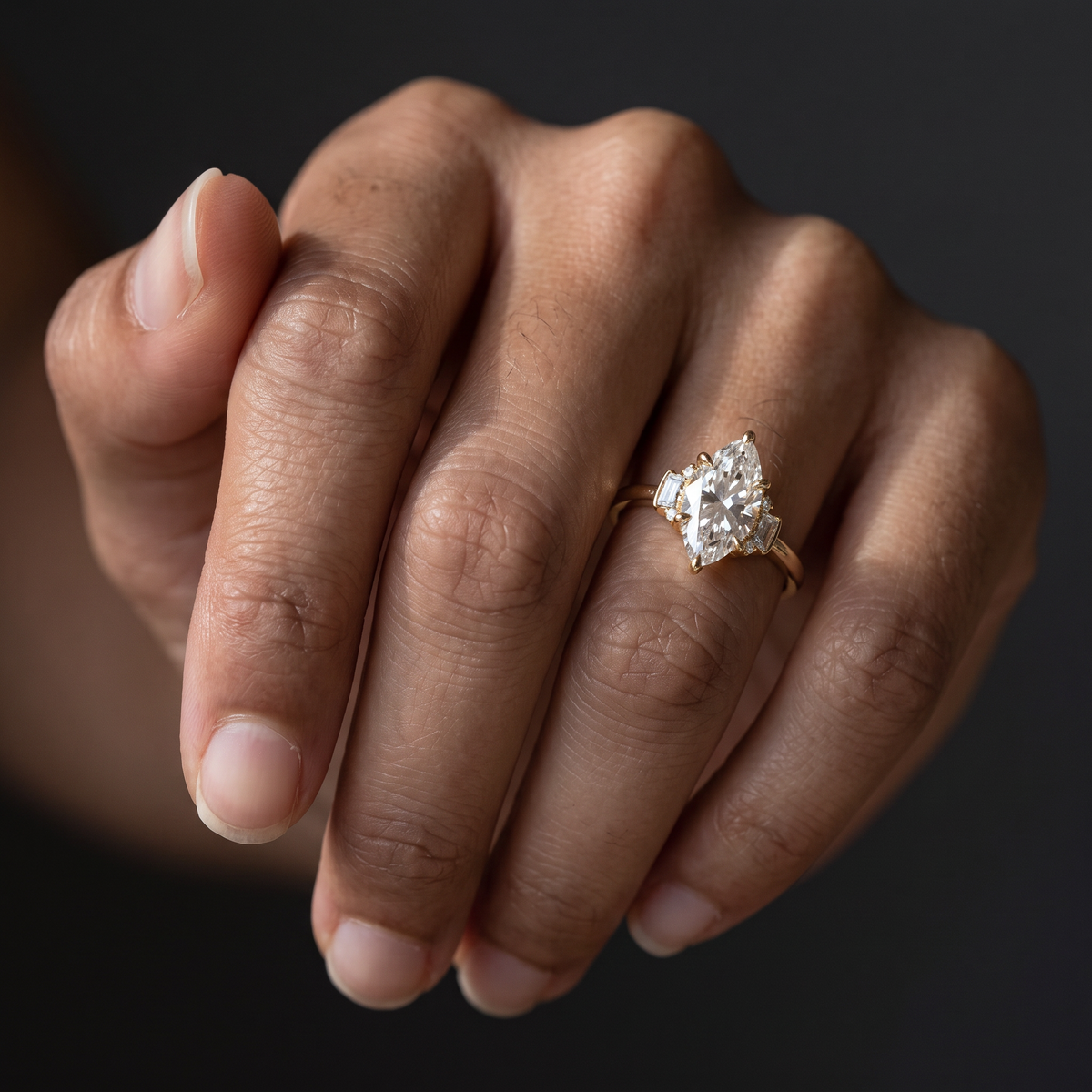 Asco Ring by Meri Jaan — lab-grown moissanite ring, worn by model