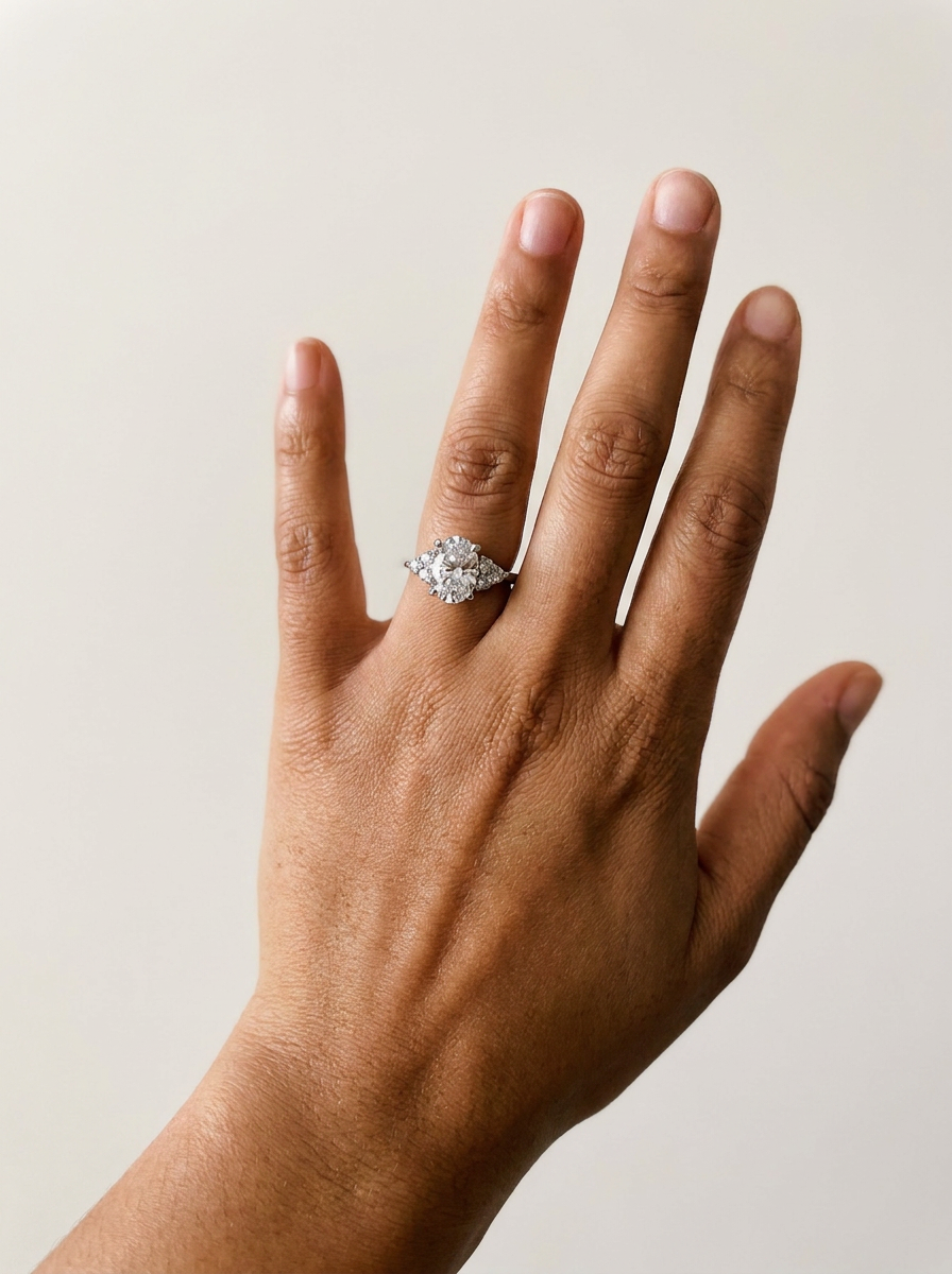 Avers by Meri Jaan — lab-grown moissanite jewellery, worn by model
