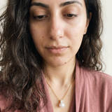 Baden Necklace by Meri Jaan — lab-grown moissanite necklace, worn by model