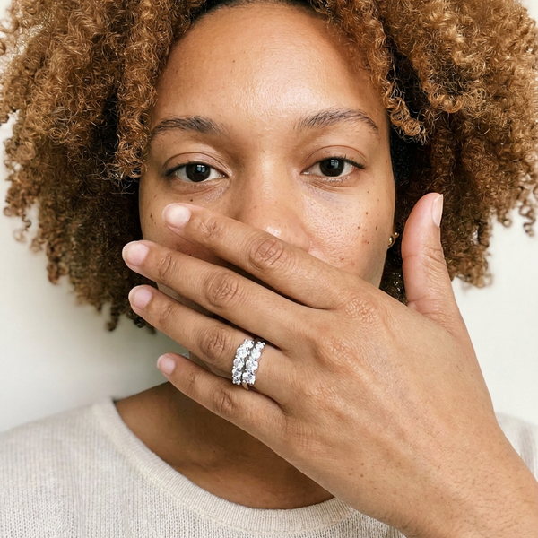 Biel Rings by Meri Jaan — lab-grown moissanite ring, worn by model