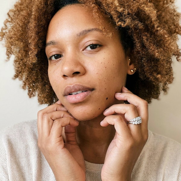 Biel Rings by Meri Jaan — lab-grown moissanite ring, worn by model