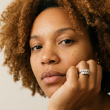 Biel Rings by Meri Jaan — lab-grown moissanite ring, worn by model