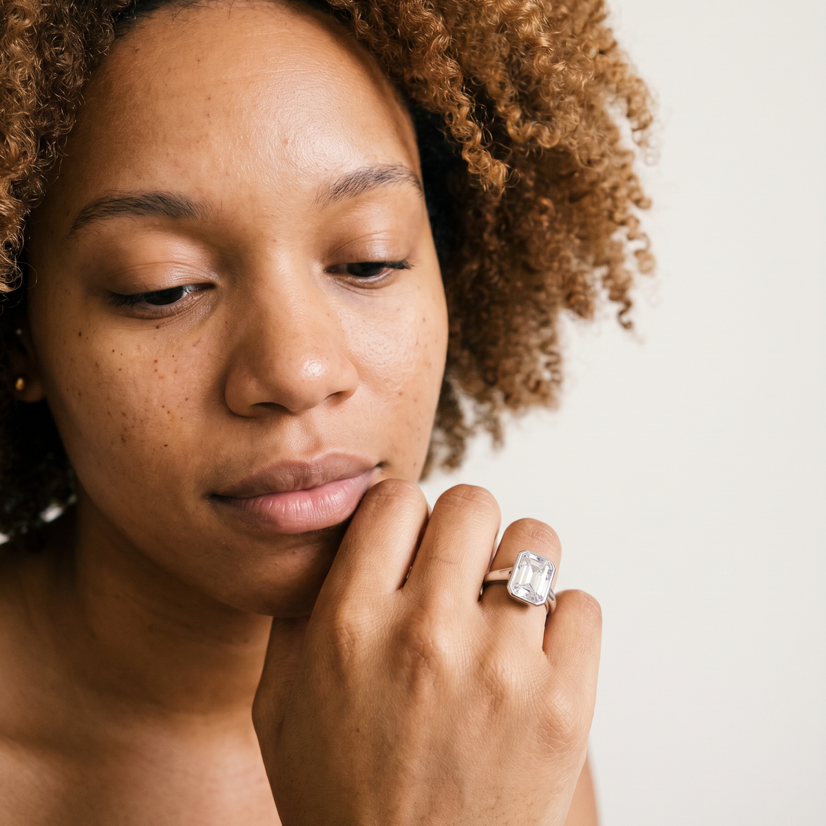 Bosco Gurin by Meri Jaan — lab-grown moissanite jewellery, worn by model