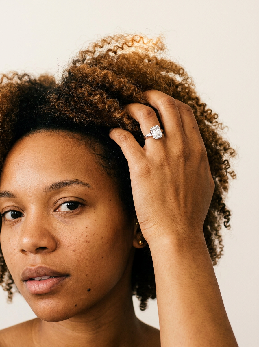 Bosco Gurin by Meri Jaan — lab-grown moissanite jewellery, worn by model