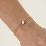 Chasseral Bracelet by Meri Jaan — lab-grown moissanite bracelet, worn by model