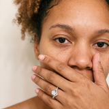 Château de Chillon Ring by Meri Jaan — lab-grown moissanite ring, worn by model
