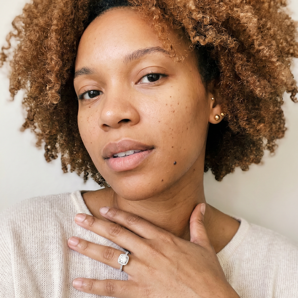 Château-d’Oex Ring by Meri Jaan — lab-grown moissanite ring, worn by model
