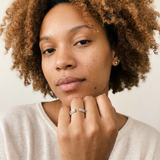 Corippo by Meri Jaan — lab-grown moissanite jewellery, worn by model