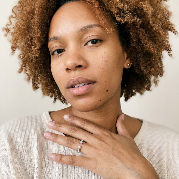 Corippo by Meri Jaan — lab-grown moissanite jewellery, worn by model