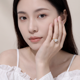 Davo Ring by Meri Jaan — lab-grown moissanite ring, worn by model
