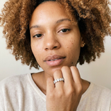 Emmental Ring by Meri Jaan — lab-grown moissanite ring, worn by model
