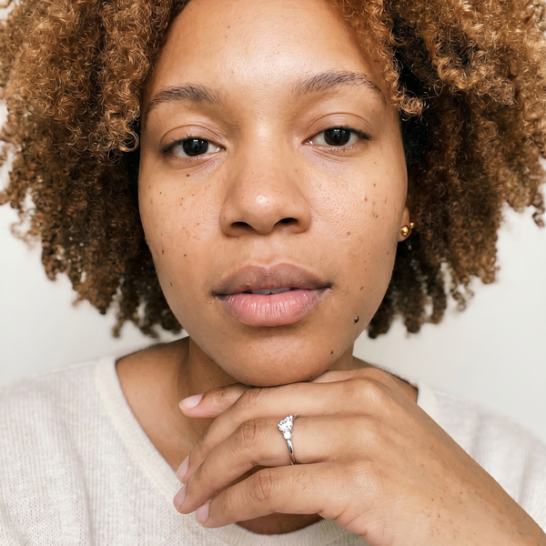 Emmetten Ring by Meri Jaan — lab-grown moissanite ring, worn by model
