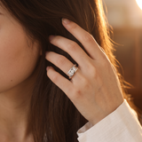 Evolène Ring by Meri Jaan — lab-grown moissanite ring, worn by model