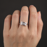 Evolène Ring by Meri Jaan — lab-grown moissanite ring, worn by model