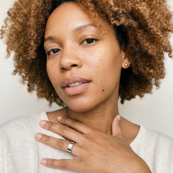 Fiesch Ring by Meri Jaan — lab-grown moissanite ring, worn by model