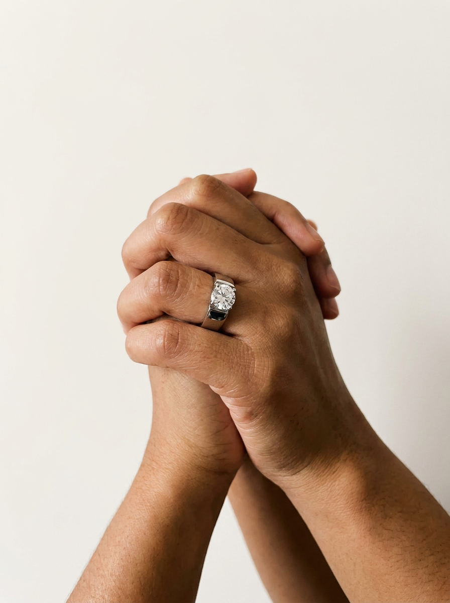 Fiesch Ring by Meri Jaan — lab-grown moissanite ring, worn by model
