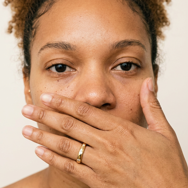 Flims Rings by Meri Jaan — lab-grown moissanite ring, worn by model