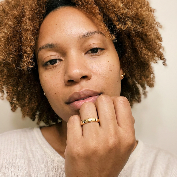 Flims Rings by Meri Jaan — lab-grown moissanite ring, worn by model